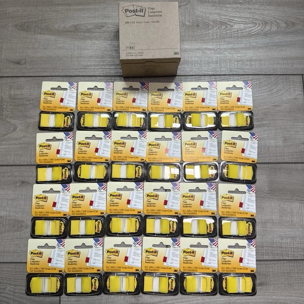 24 Pack - Post-it Standard Page Flags in Dispenser Yellow 1